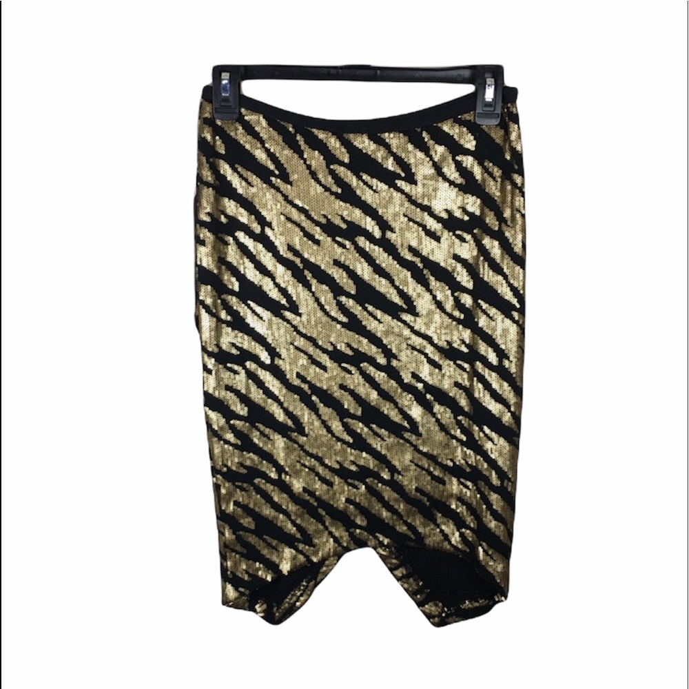 Sam & Lavi sequins zebra pattern midi skirt